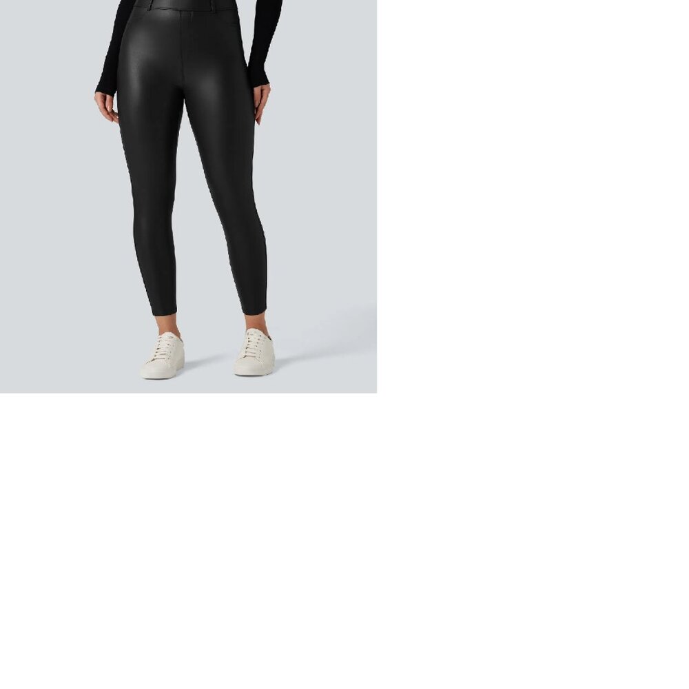 Halara Faux Leather Leggings with Pockets - Picture 2 of 4